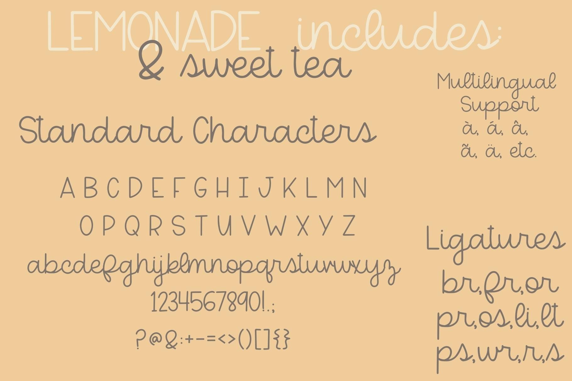 Lemonade and Sweet Tea, Cute Font preview image.