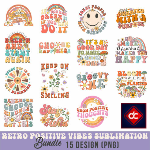 Retro Positive Vibes Sublimation Bundle cover image.
