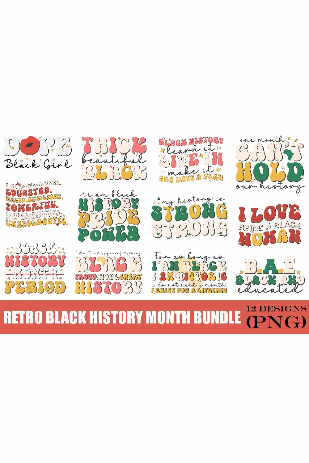 Retro Black Month History Sublimation pinterest preview image.