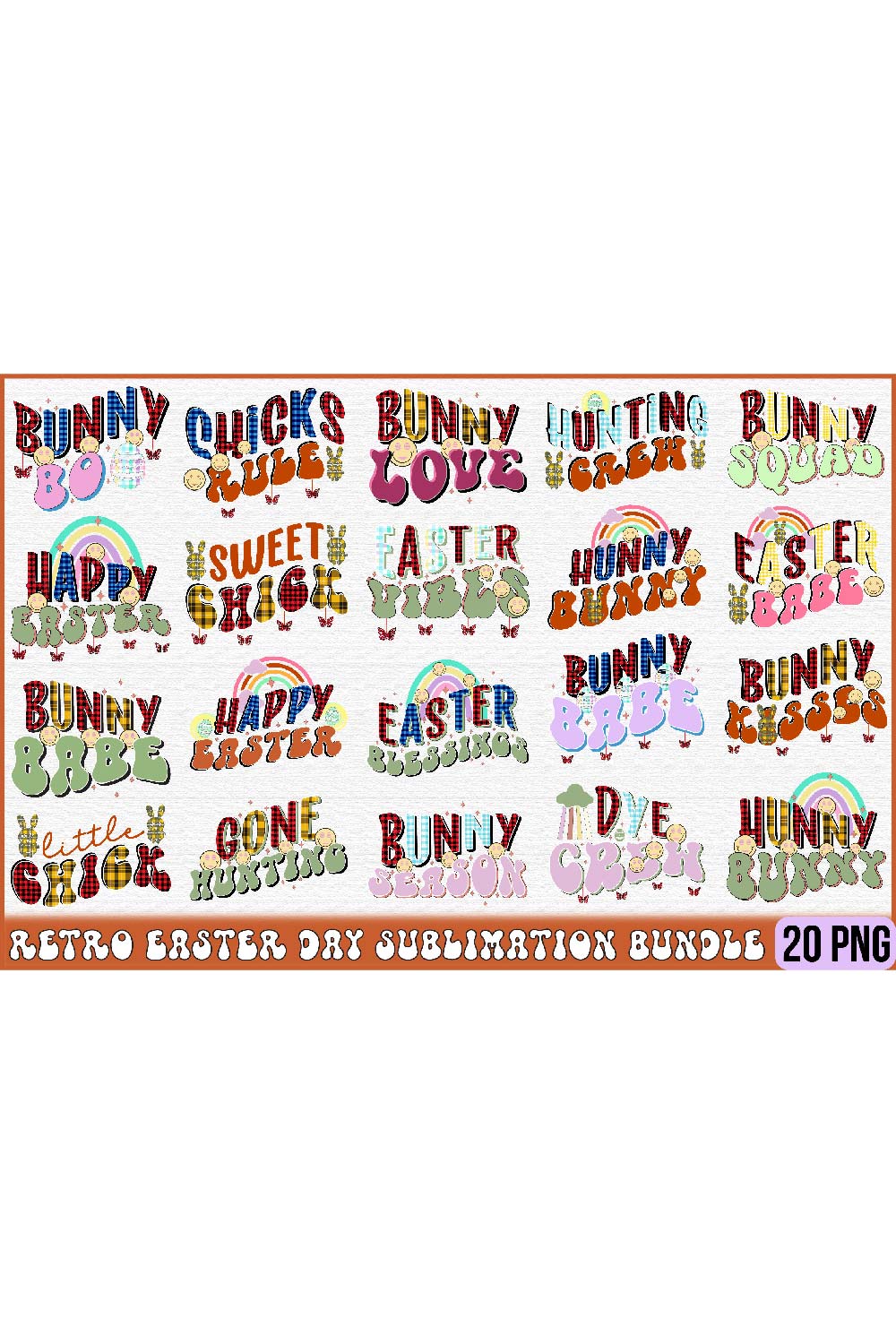 Retro Easter Day Sublimation Bundle pinterest preview image.