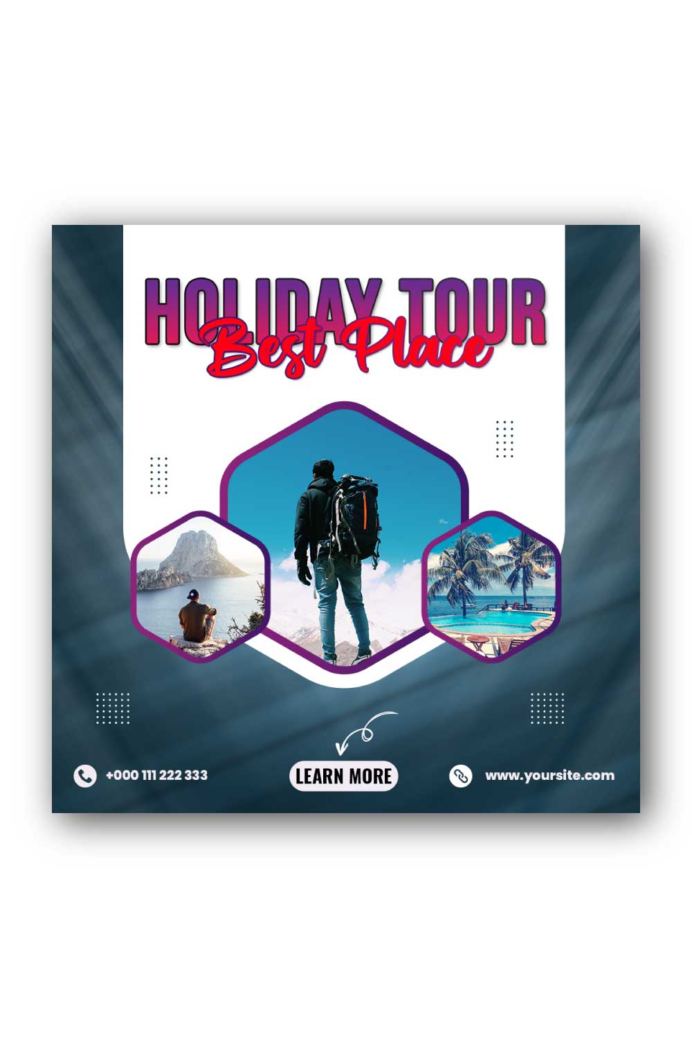 Holiday Tour Social Media Instagram Post Template pinterest preview image.