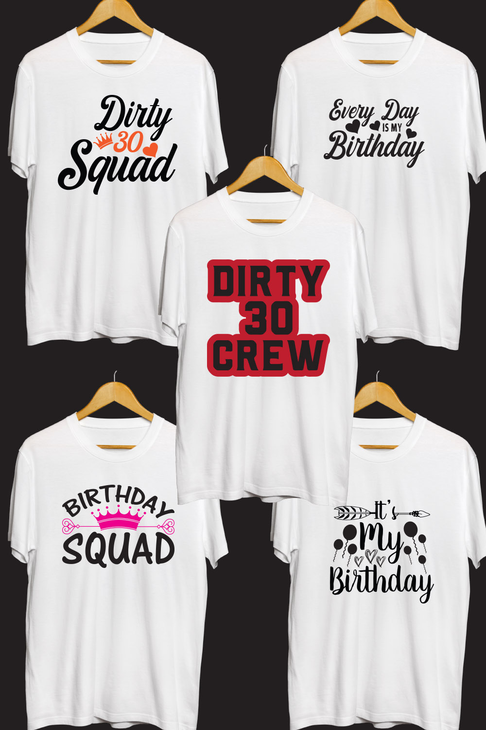 Birthday SVG T Shirt Designs Bundle pinterest preview image.