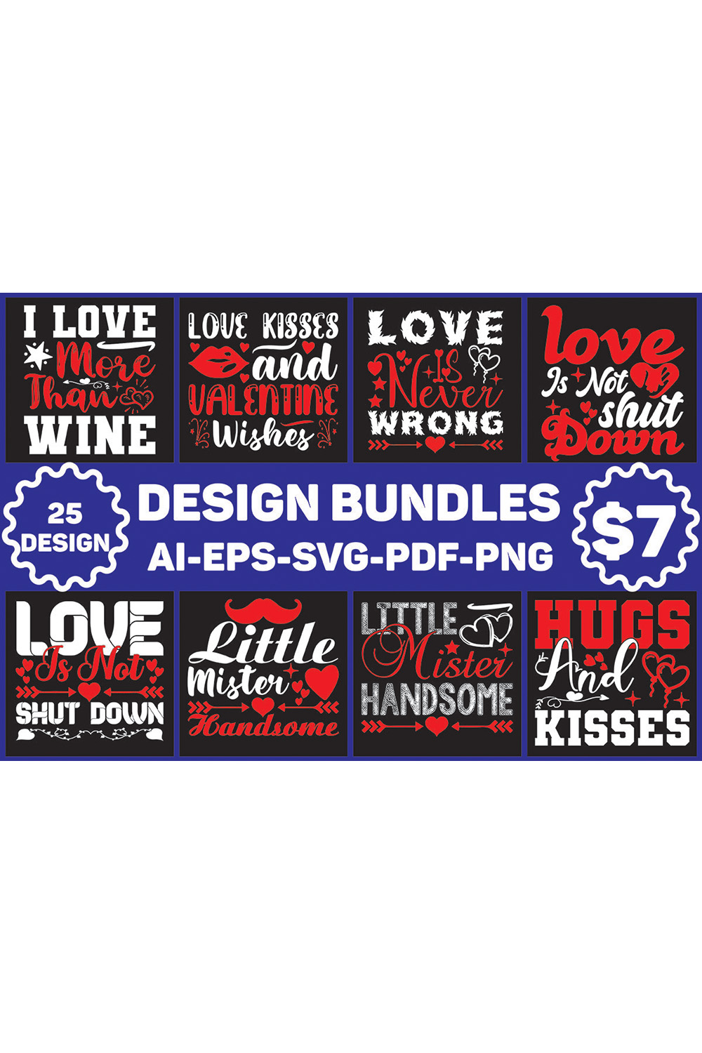 Valentine Designs Bundle pinterest preview image.