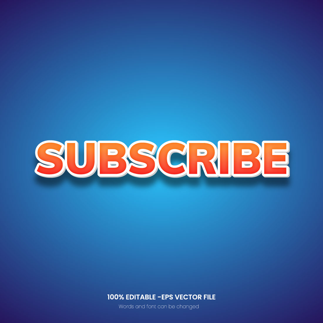 subscribe 3d editable text effect template design preview image.