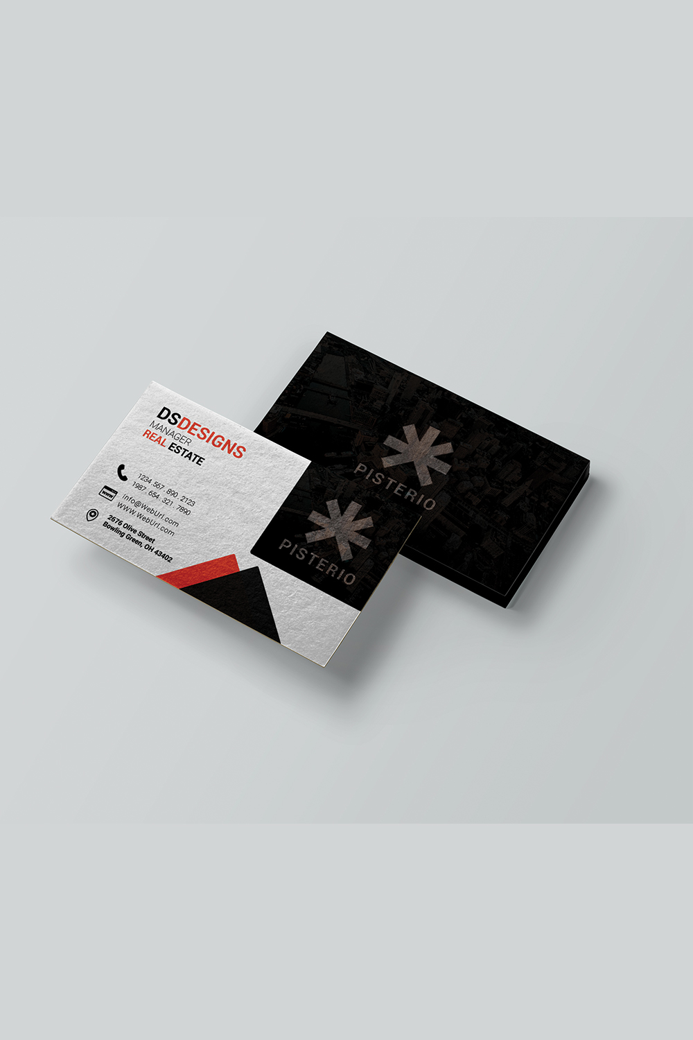 Simple and professional business card design pinterest preview image.