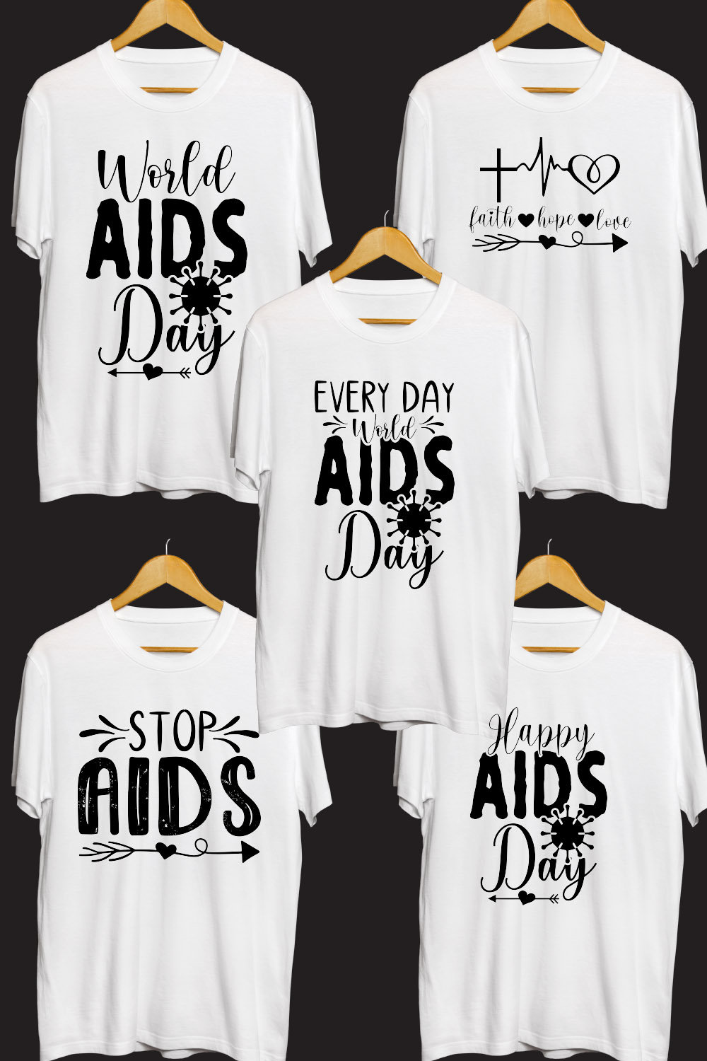 Aids Day SVG T Shirt Designs Bundle pinterest preview image.