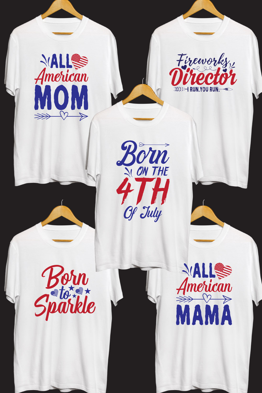 4th Of July SVG T shirt Designs Bundle pinterest preview image.