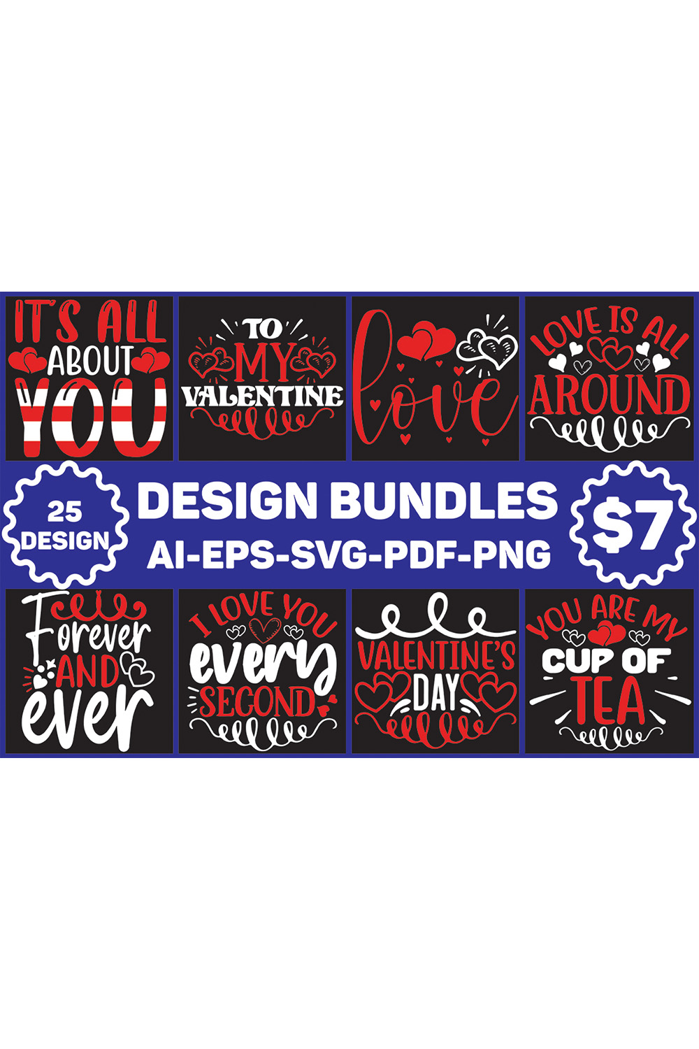 Valentine Designs Bundle pinterest preview image.