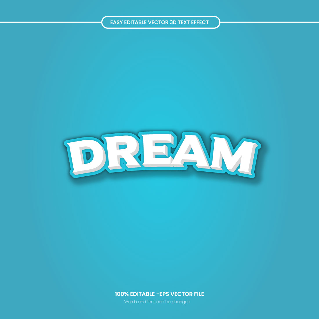 Dream 3d editable text effect design preview image.