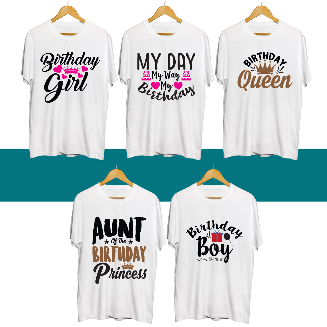 Birthday SVG T Shirt Designs Bundle cover image.