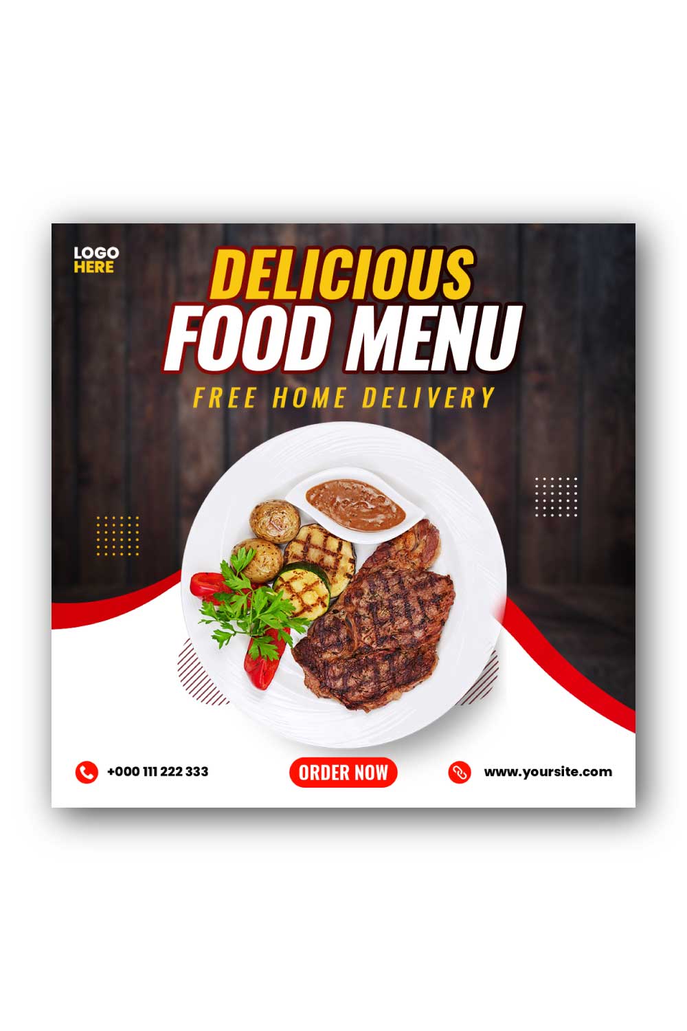 Food Menu Social Media Instagram Post Template pinterest preview image.