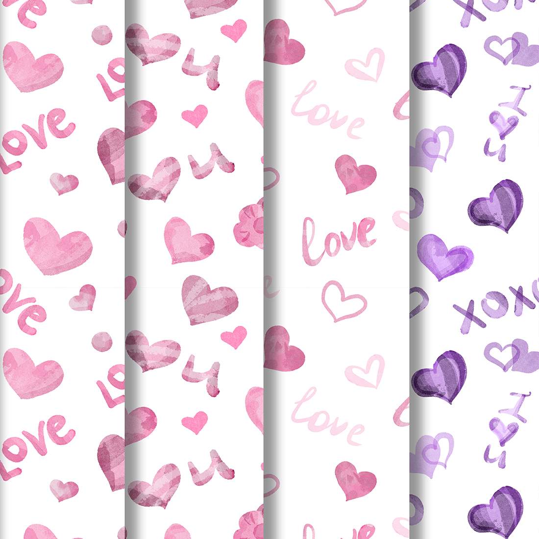 LOVE U valentine hearts seamless pattern preview image.