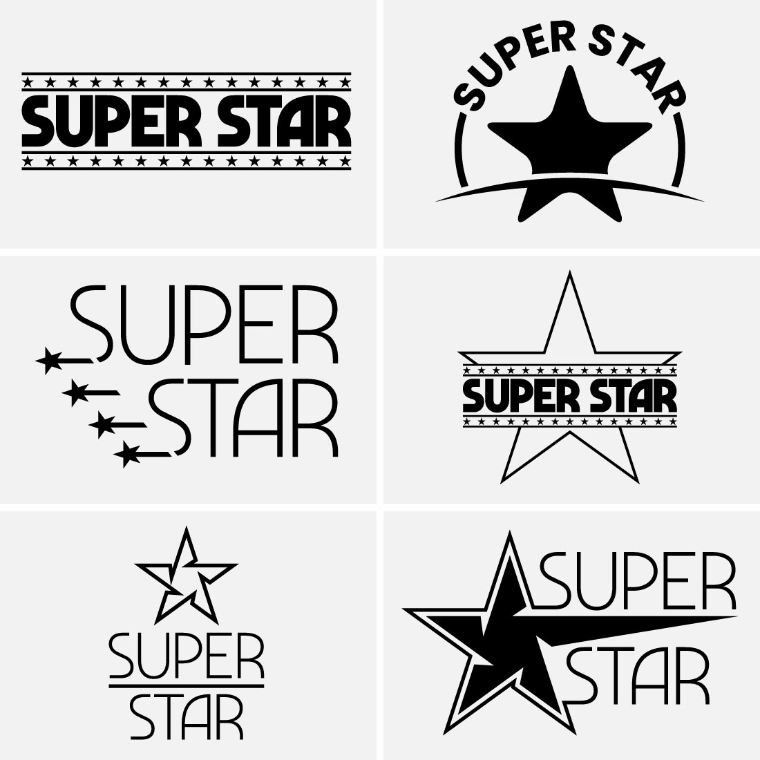 Golden Super Star Text Logo Sign Symbol Vector illustration graphic element on the dark background preview image.