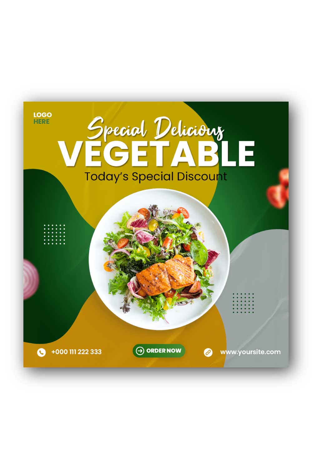 Vegetable food Social Media Instagram Post Template pinterest preview image.
