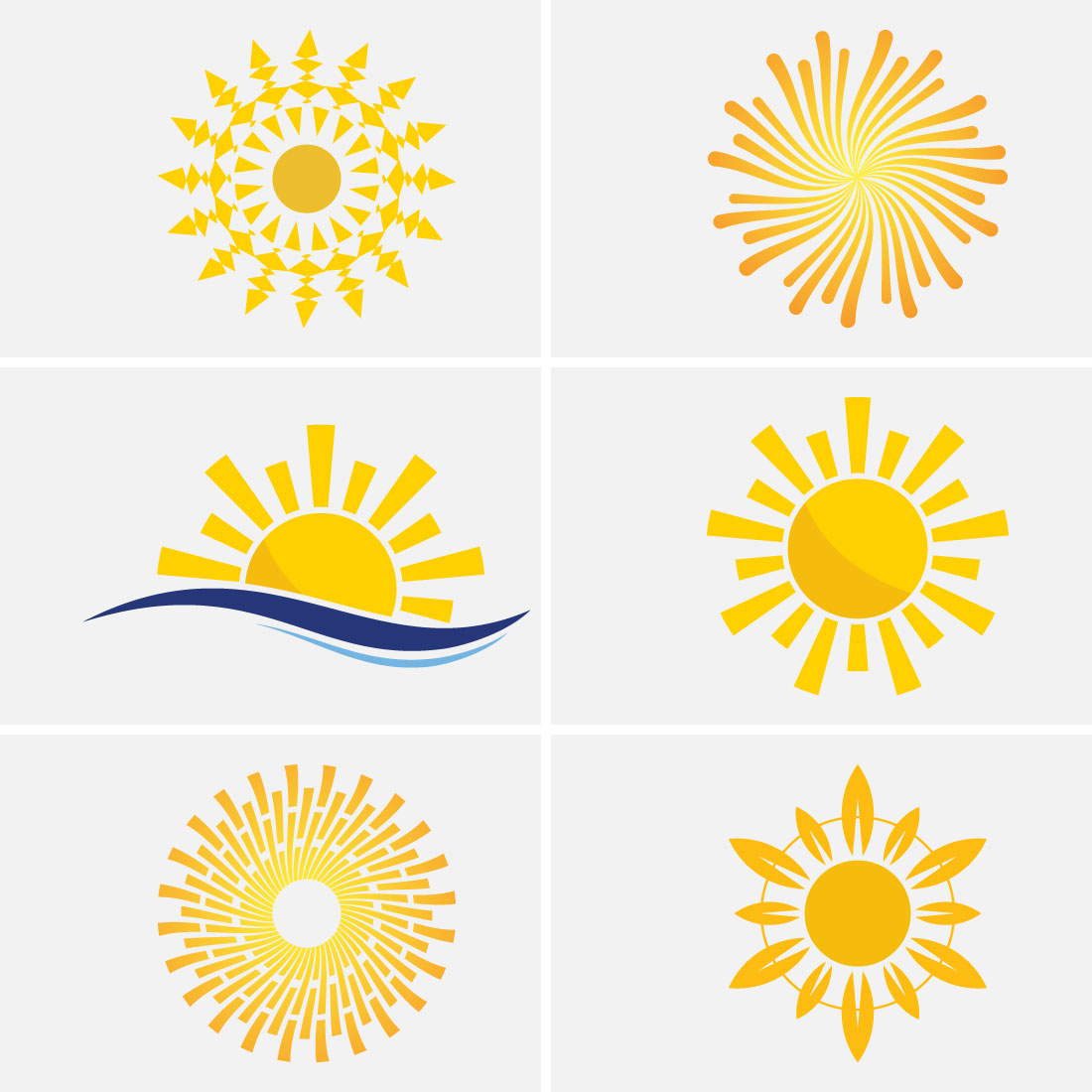 Abstract creative sun logo design, Summer Sun Logo, Sunburst icon sign symbol preview image.