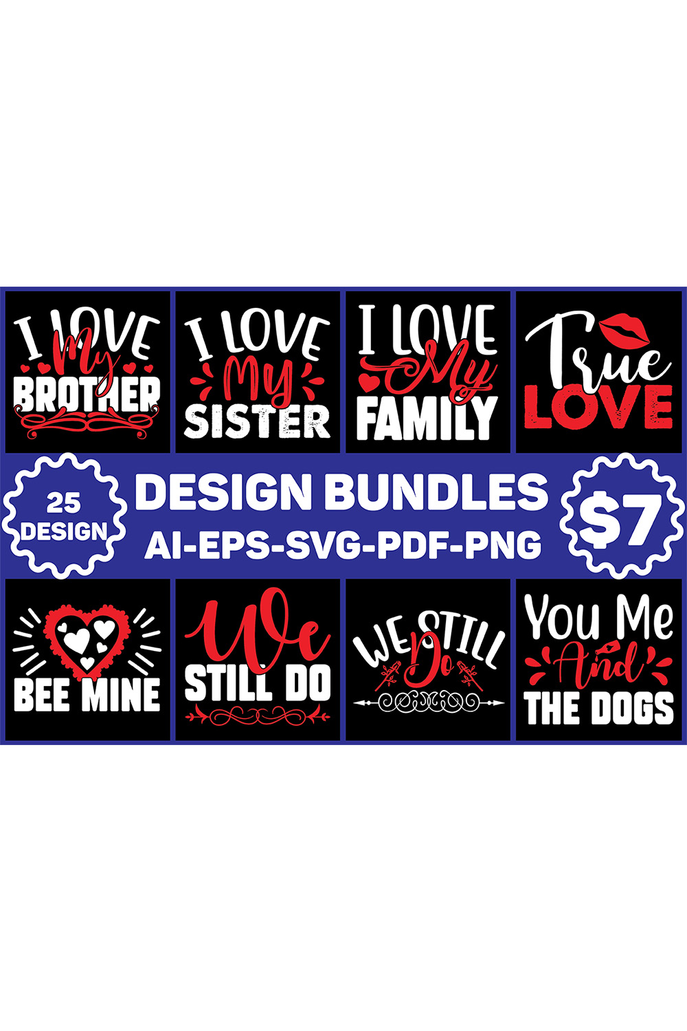 Valentine Designs Bundle pinterest preview image.