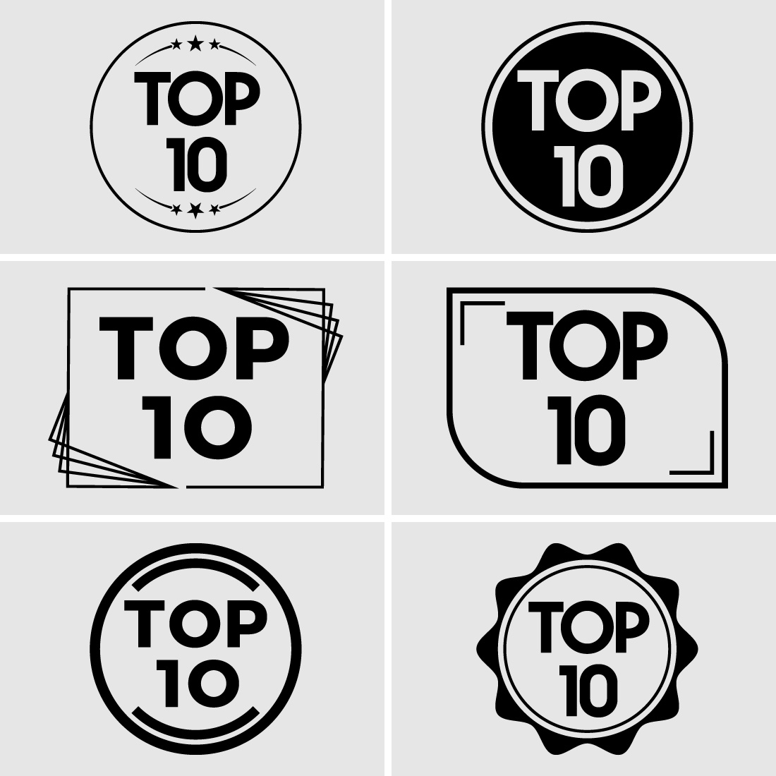 Top ten ranking and best of the best rank Top 10 golden signs for music videos or other content, Vector illustration preview image.