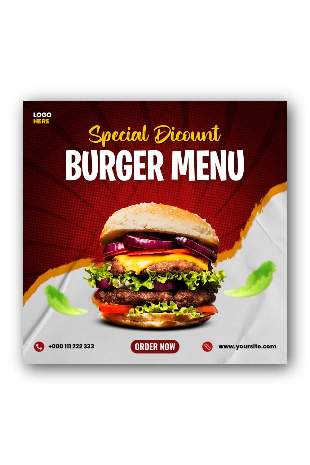 Burger menu Social Media Instagram Post Template pinterest preview image.