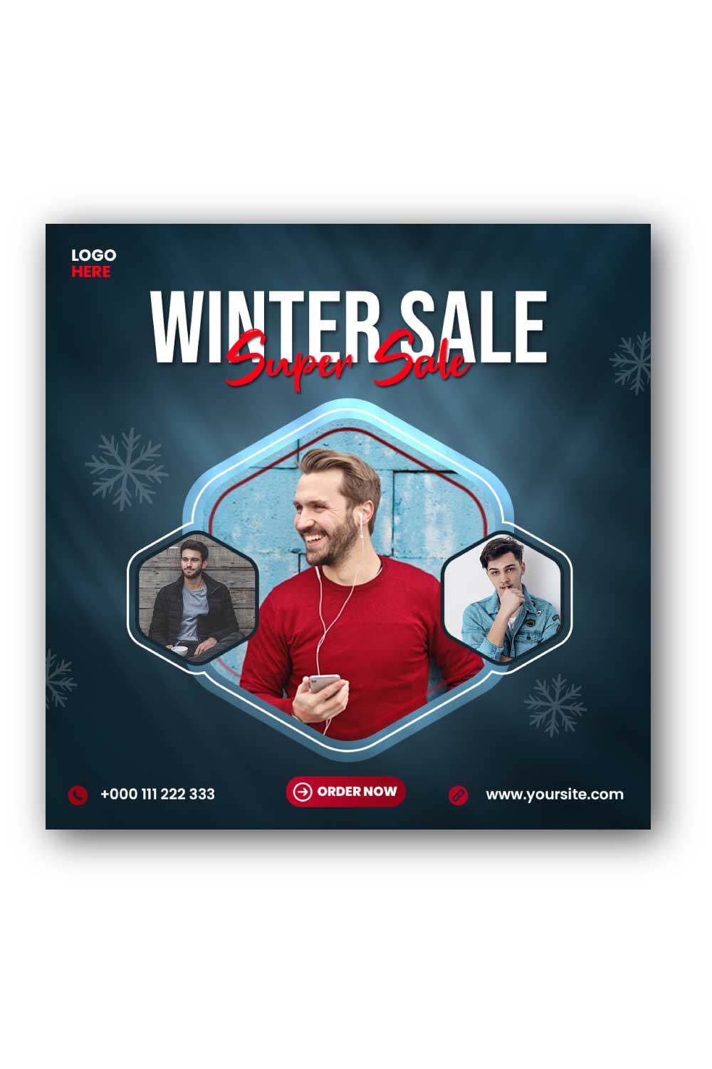 Winter collection sale Social Media Instagram Post Template pinterest preview image.