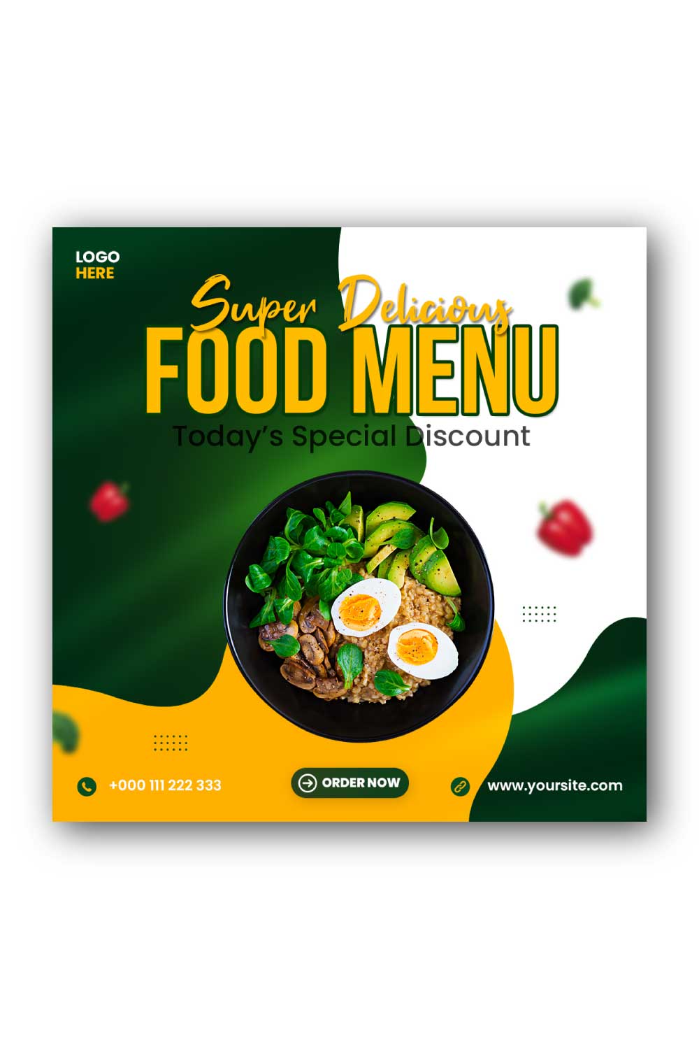 Special Delicious food menu Social Media Post Template pinterest preview image.