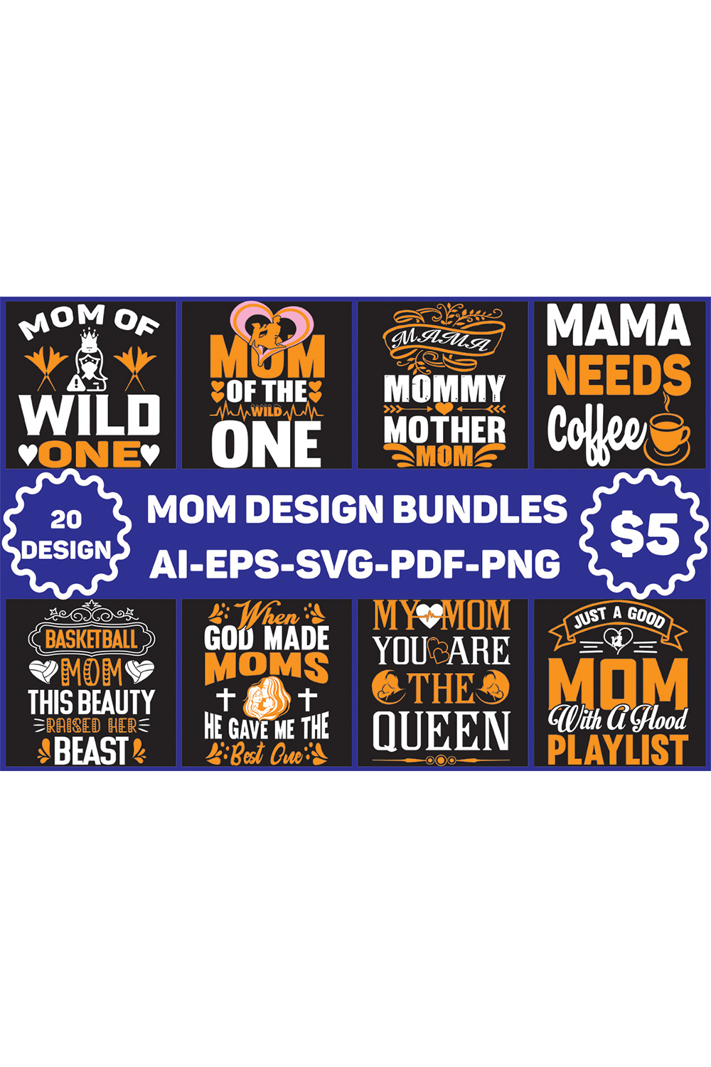 Mom SVG Design Bundle pinterest preview image.