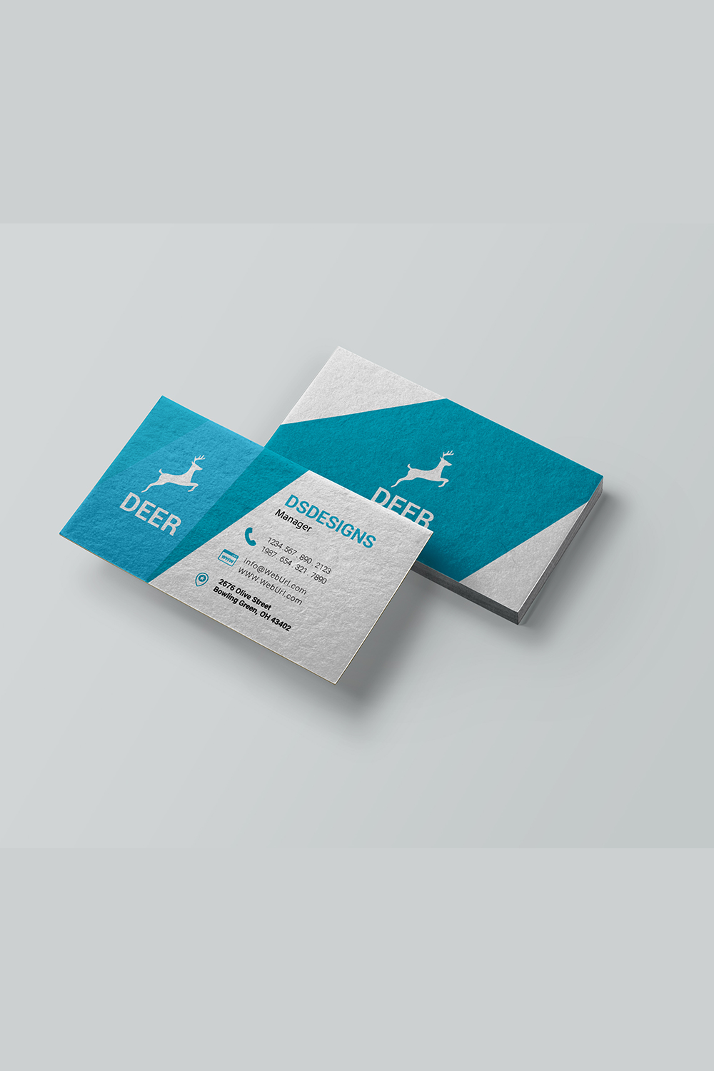 Corporate business card design in blue color pinterest preview image.