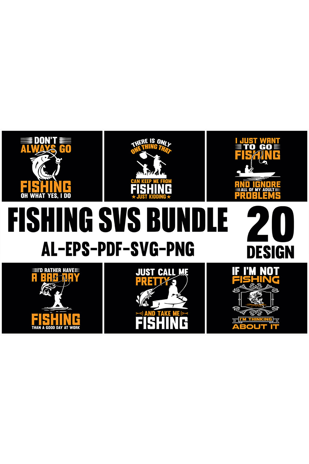 Fishing SVG Design Bundle pinterest preview image.