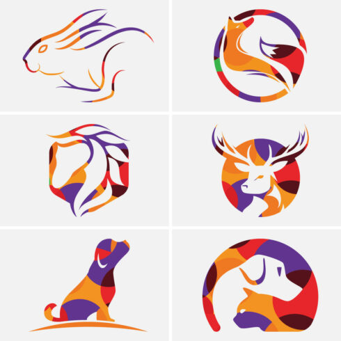 Low Poly Style Rabbit, Fox, Horse Head, Deer Head, And Dog Icon Logo Design, Creative Logo Design Animal Logo Design Vector Icon Illustration cover image.