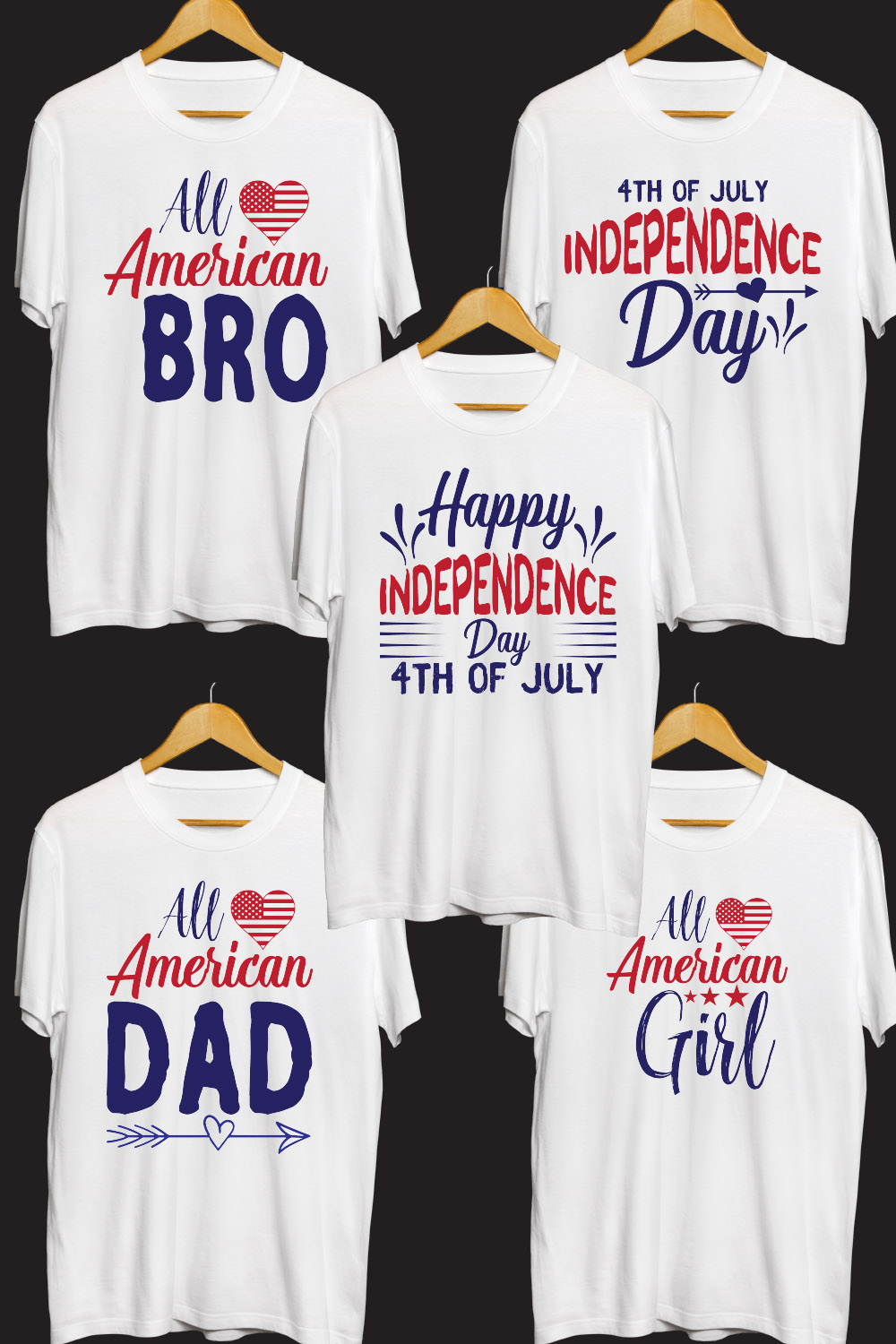 4th Of July SVG T shirt Designs Bundle pinterest preview image.