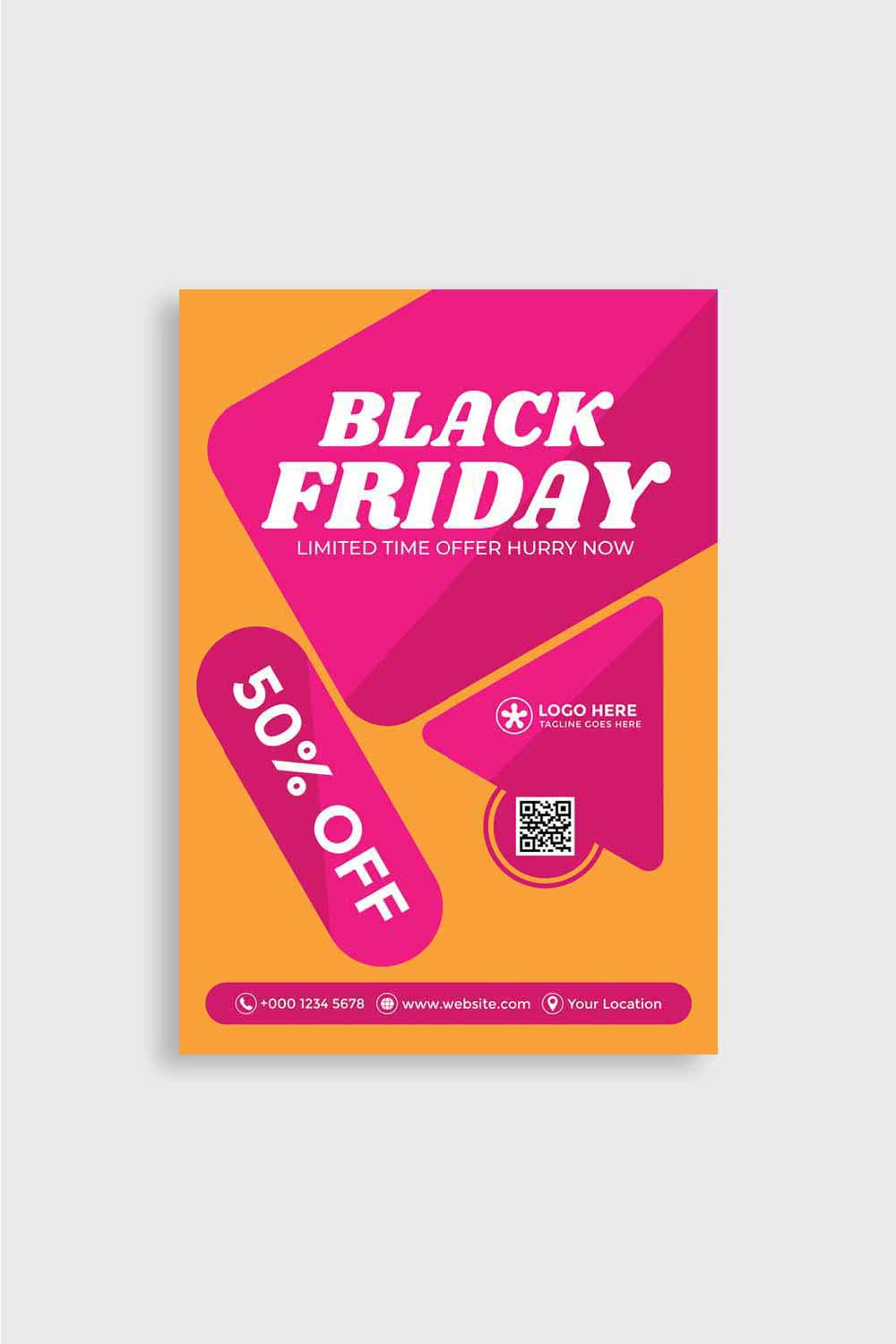 Black Friday Flyer Template pinterest preview image.