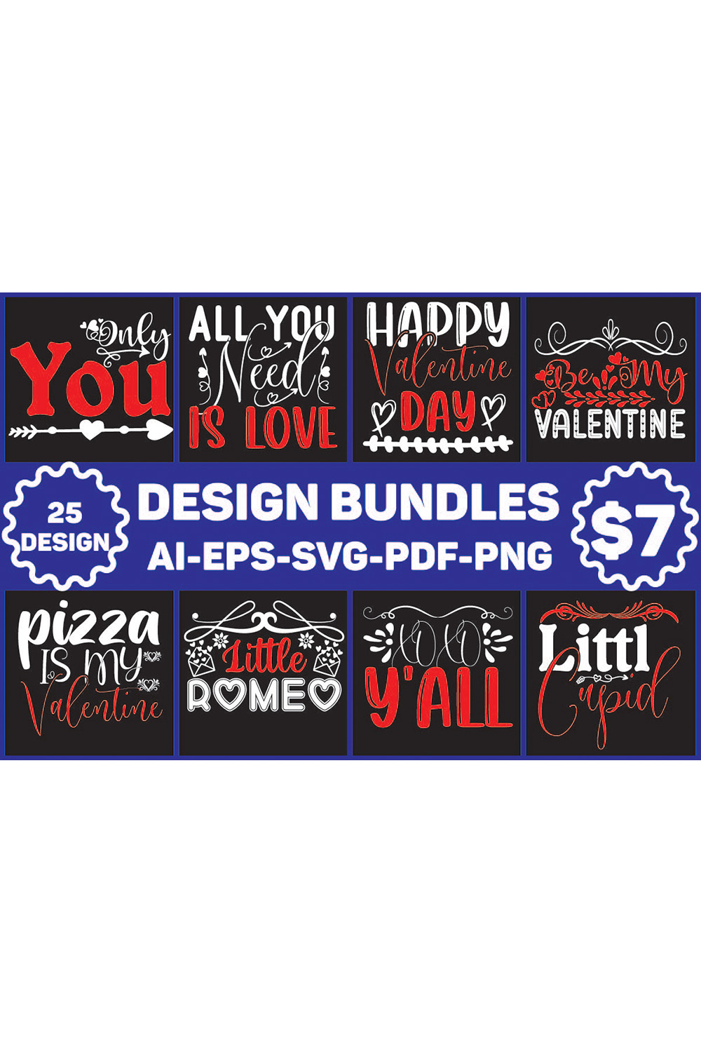 Valentine Designs Bundle pinterest preview image.