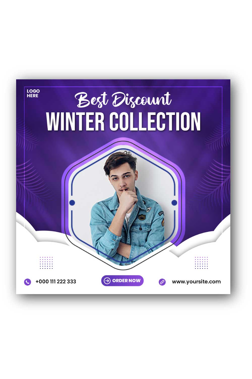 Winter collection sale Social Media Instagram Post Template pinterest preview image.