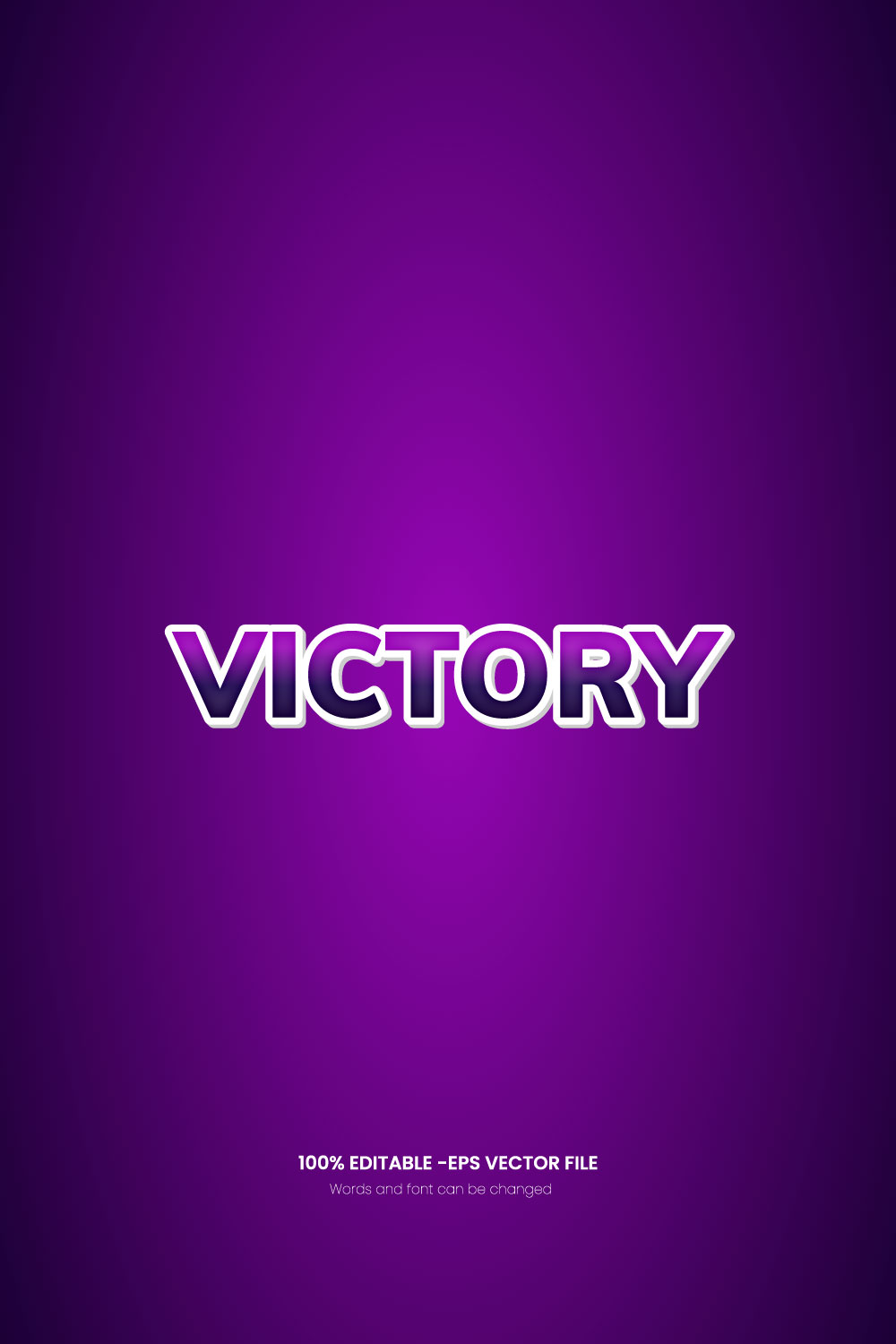Easy editable victory 3d text effect pinterest preview image.