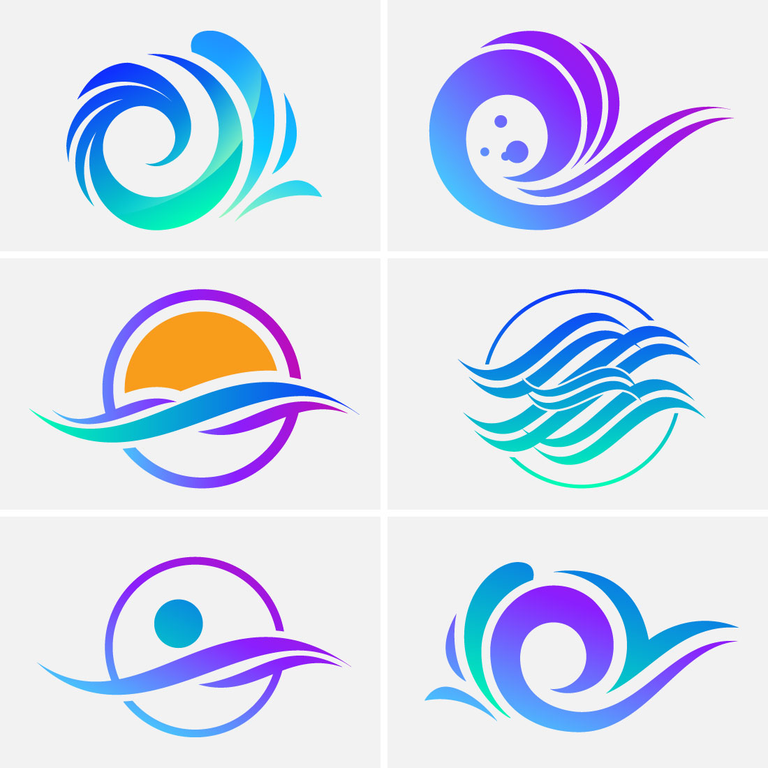 Abstract water wave logo sign symbol vector illustration, Water wave Logo design template preview image.