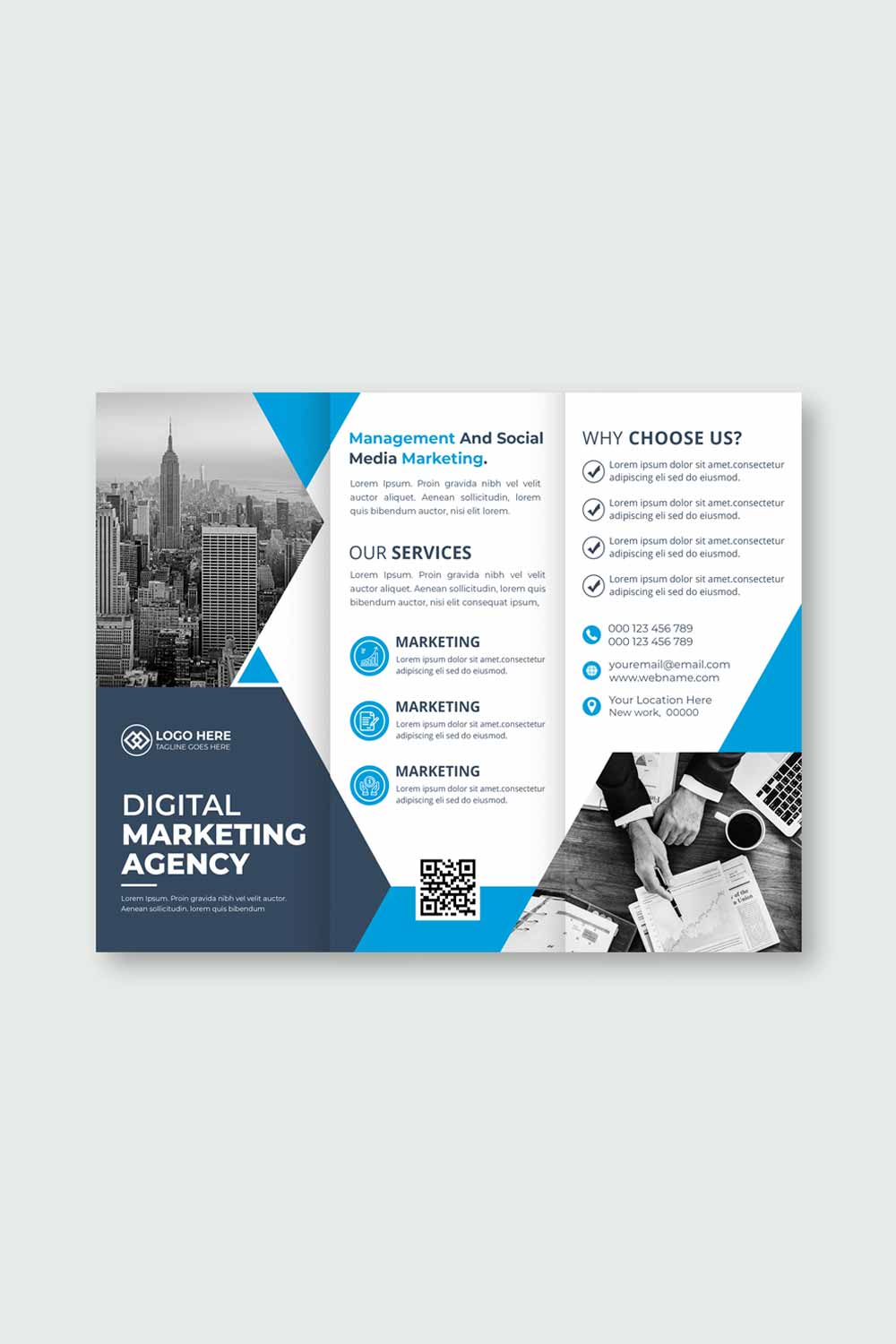 Trifold Brochure Cover for Business Agency pinterest preview image.