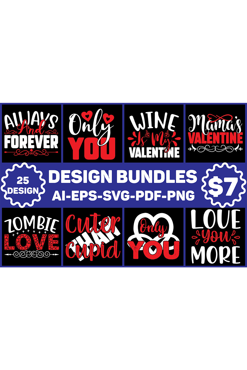 Valentine Designs Bundle pinterest preview image.