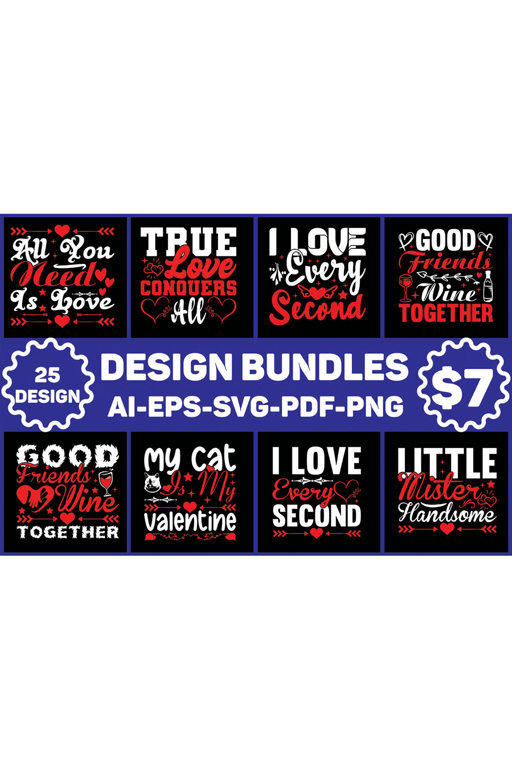 Valentine Designs Bundle pinterest preview image.