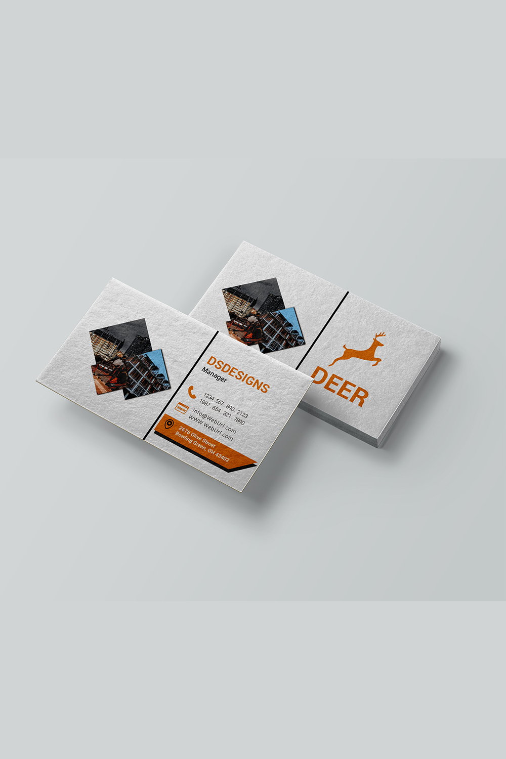Construction business card design in just 3$ pinterest preview image.