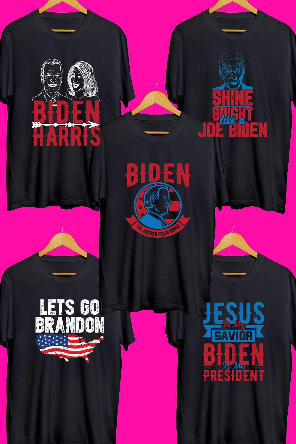 Biden T Shirt Designs Bundle pinterest preview image.