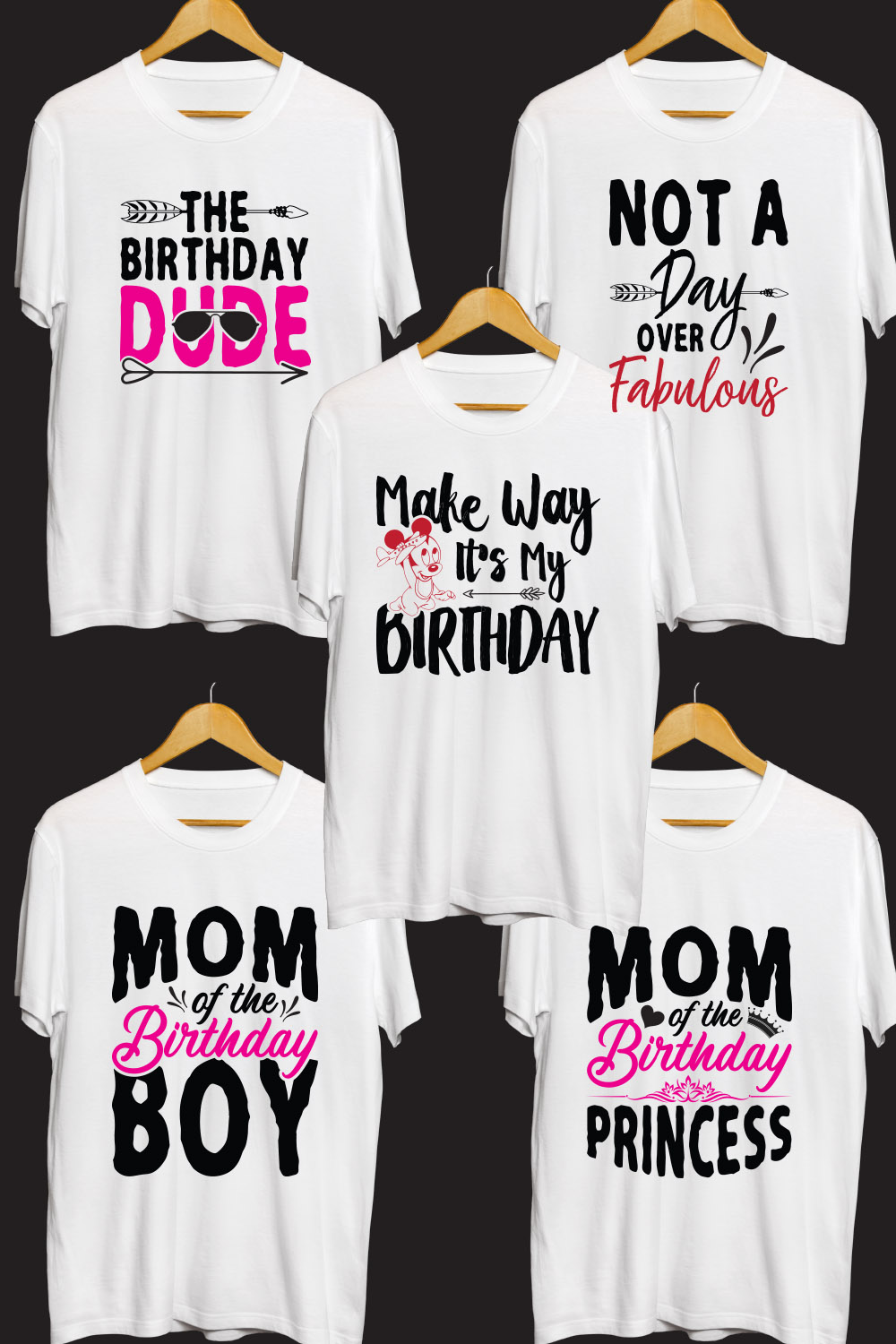 Birthday SVG T Shirt Designs Bundle pinterest preview image.