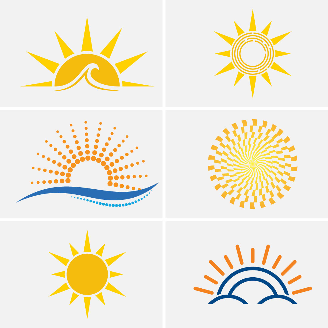 Abstract creative sun logo design, Summer Sun Logo, Sunburst icon sign symbol preview image.