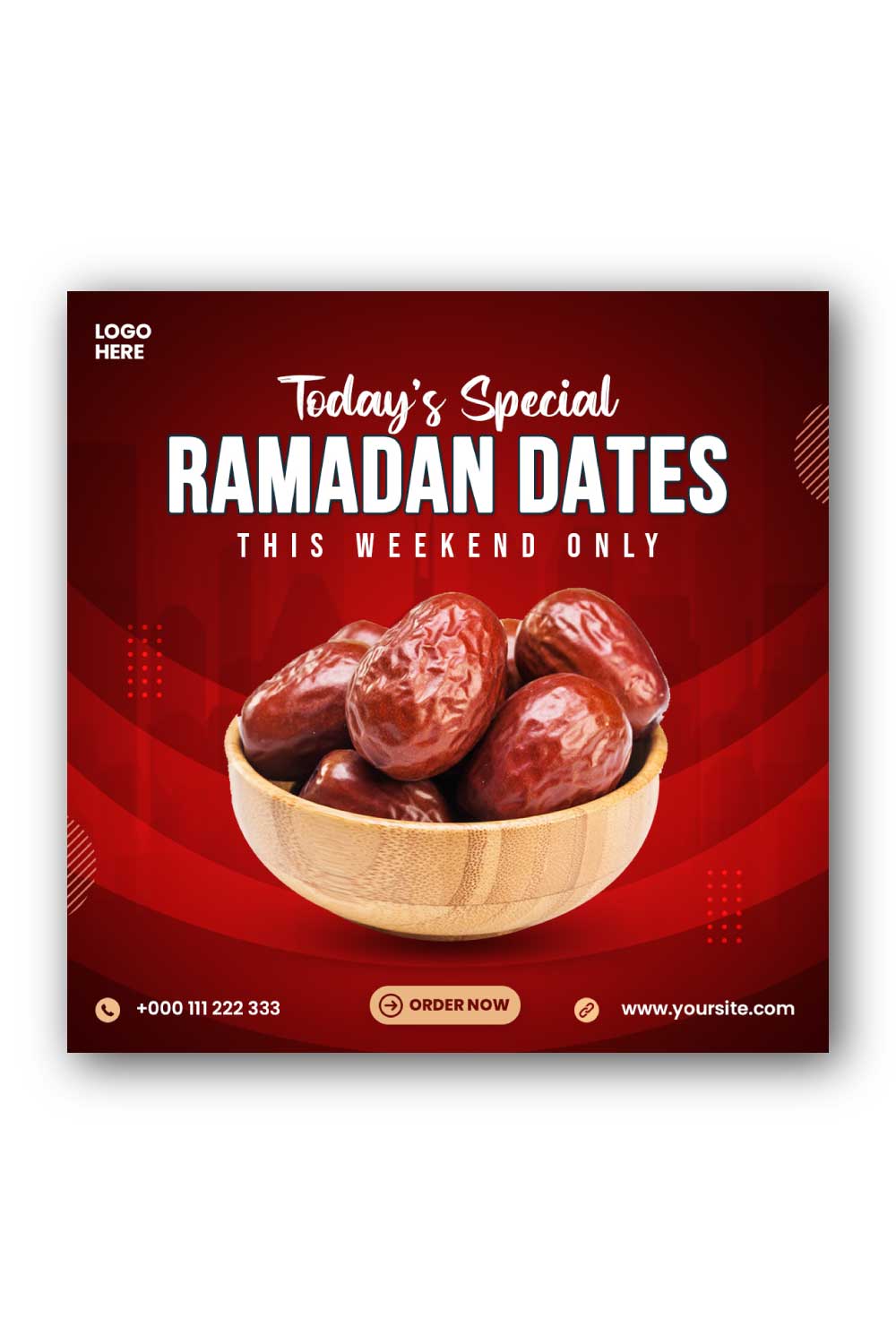 Ramadan Dates Social Media Instagram Post Template pinterest preview image.
