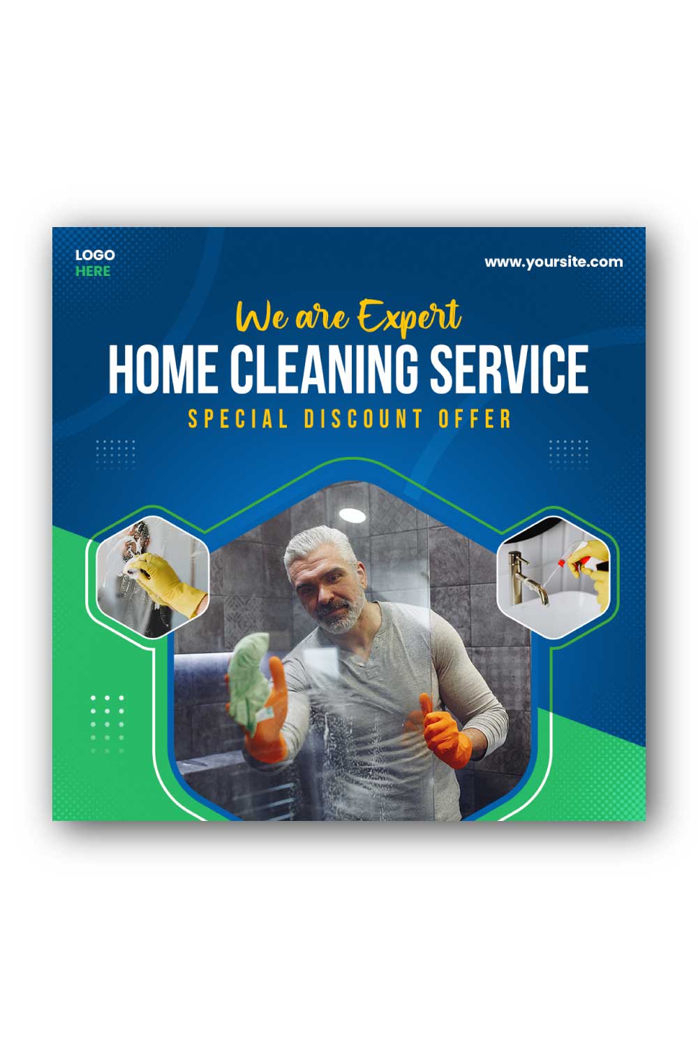 Home cleaning service Social Media Template pinterest preview image.
