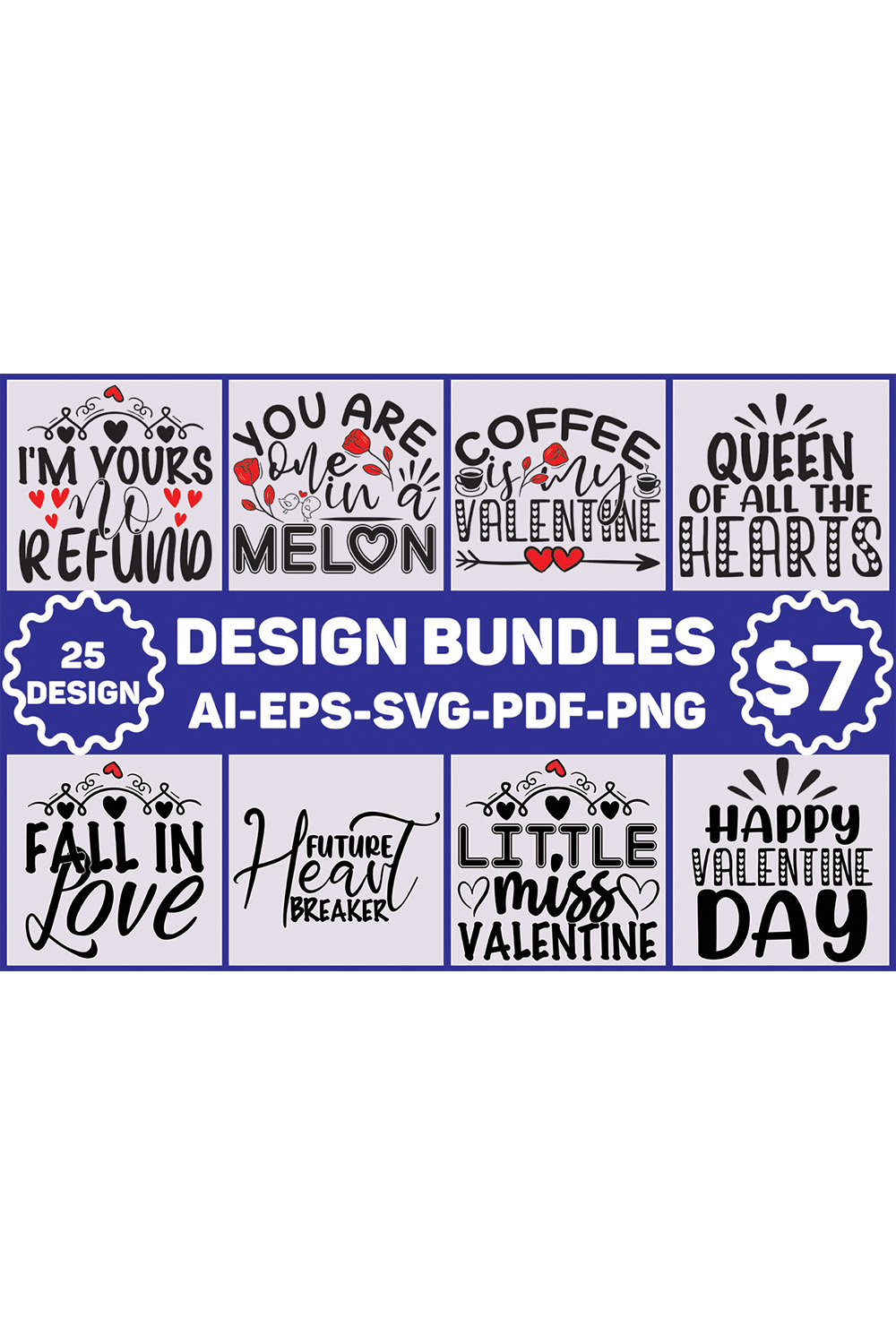 Valentine Designs Bundle pinterest preview image.