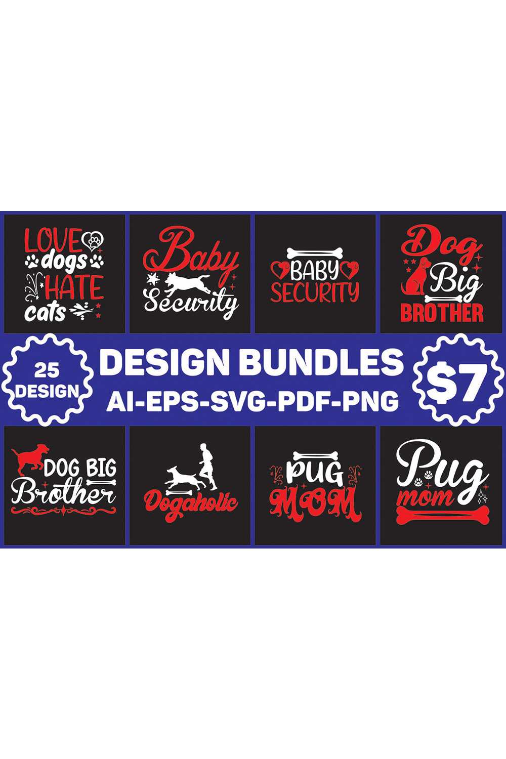 Dog Designs Bundle pinterest preview image.