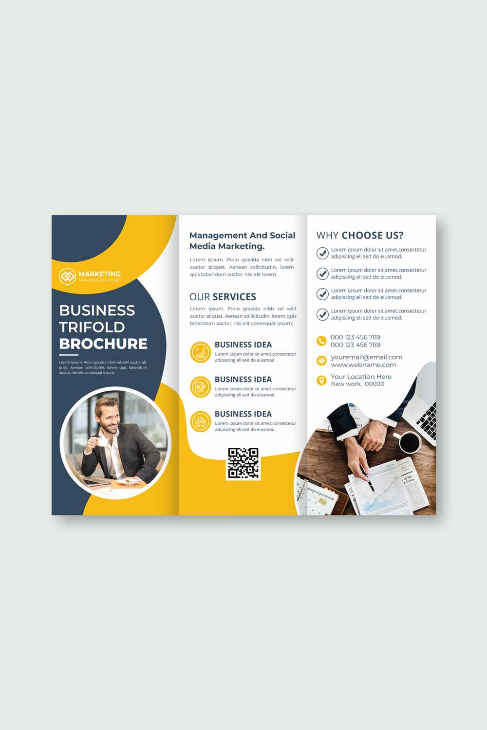 Corporate company trifold brochure template design pinterest preview image.