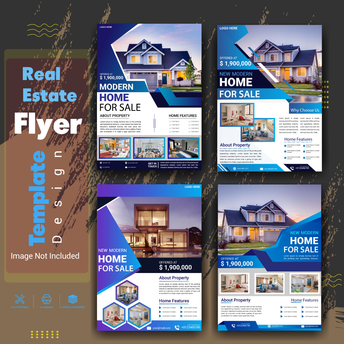 Real estate house Template Design Bundle preview image.