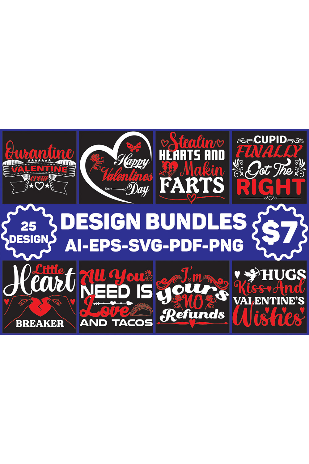 Valentine Designs Bundle pinterest preview image.