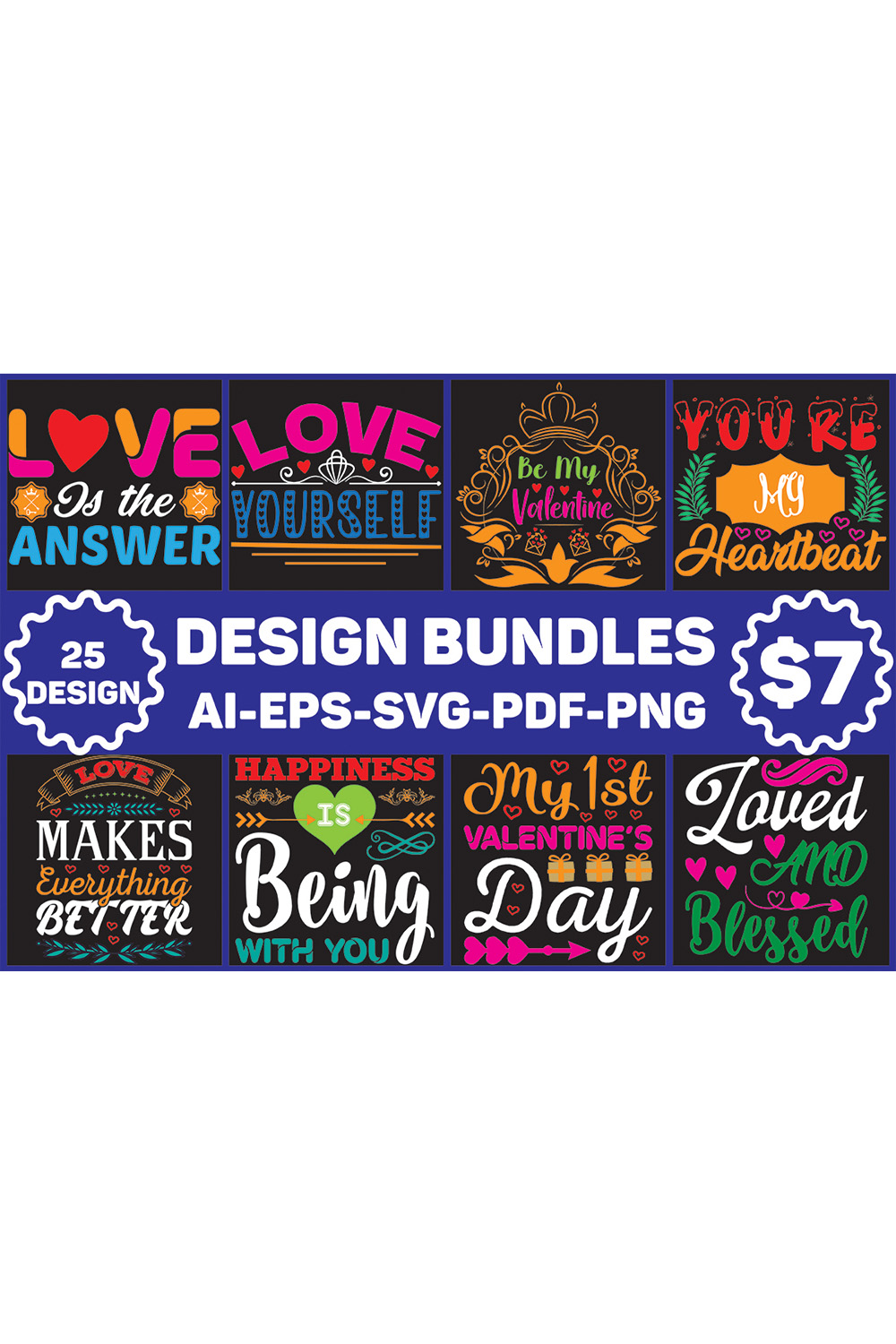 Valentine Designs Bundle pinterest preview image.