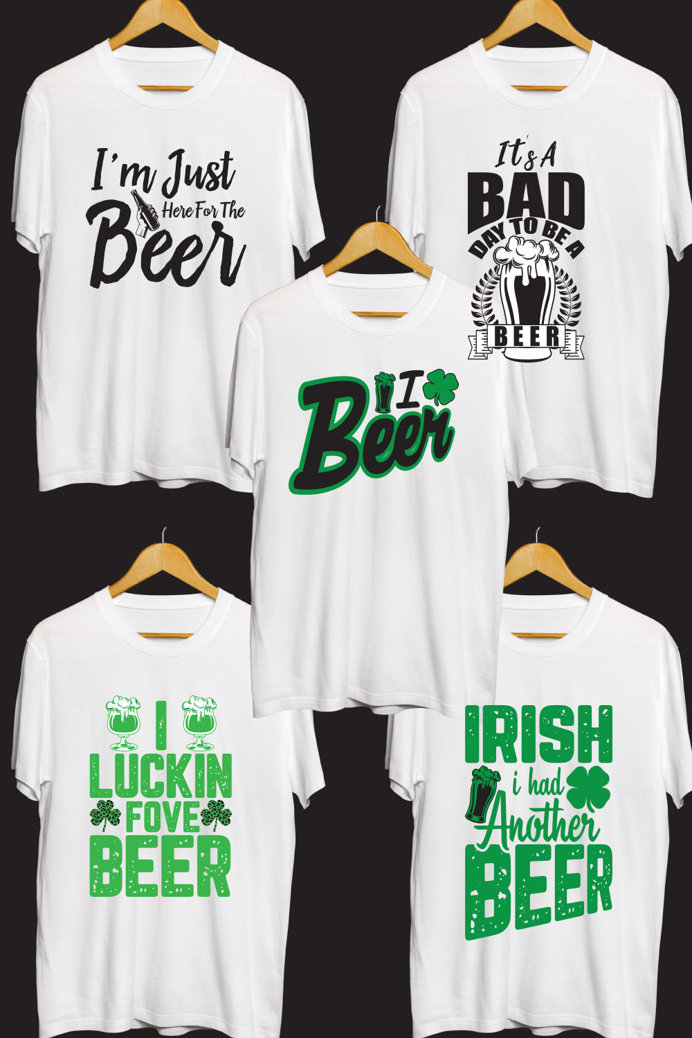 Beer SVG T Shirt Designs Bundle pinterest preview image.